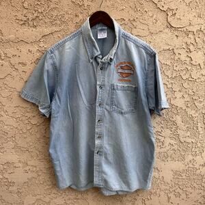 Harley-Davidson Mexico Thrashed Denim Button Down Shirt Mens XL